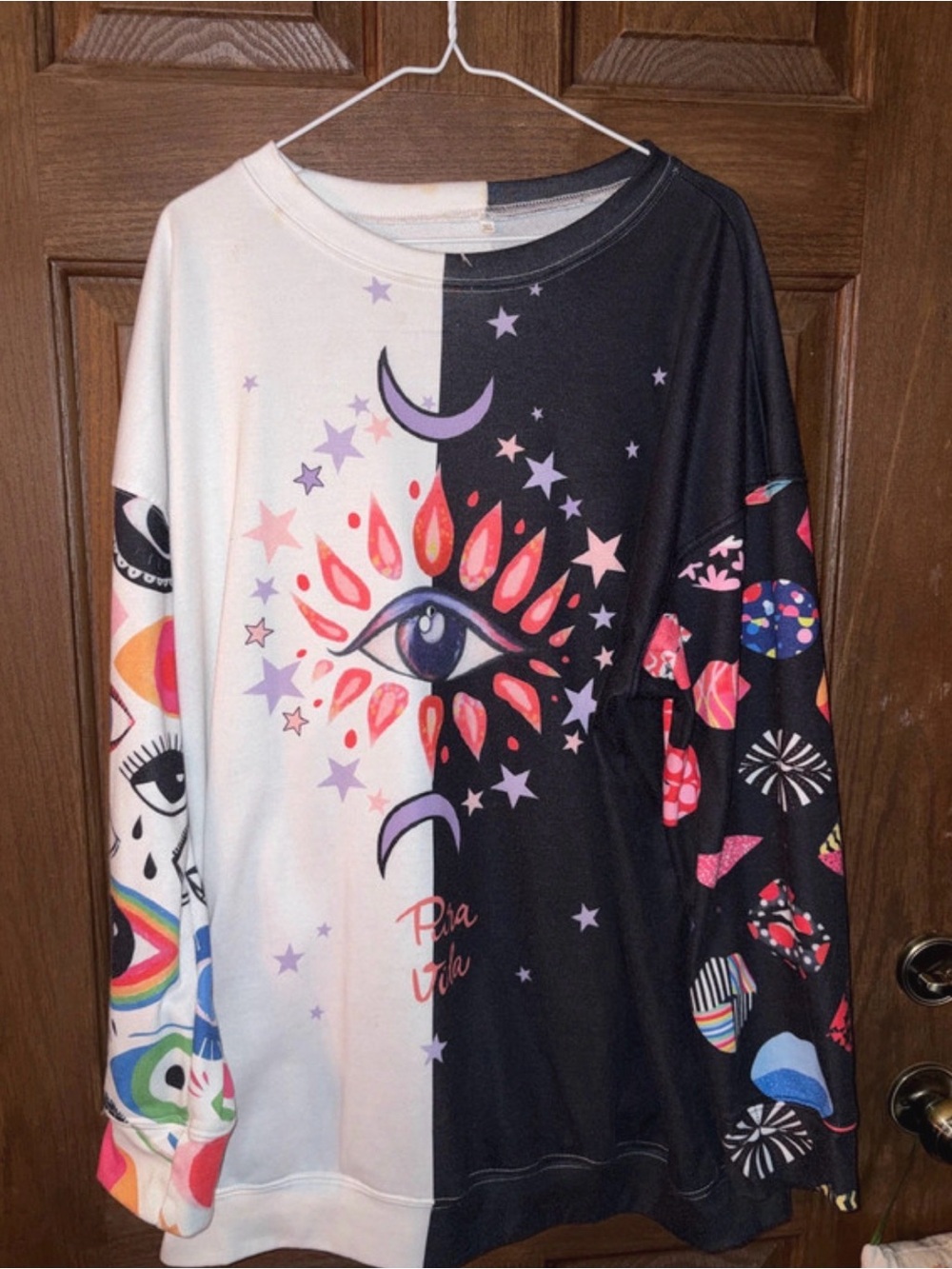 Pura Vida Black and White Cosmic Eye Graphic Sweatshirt